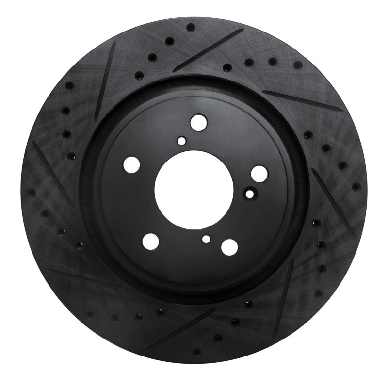 Acura MDX Brake Rotor (1) - Front Left - R1 Concepts - Drilled & Slotted - Black - `15-`25